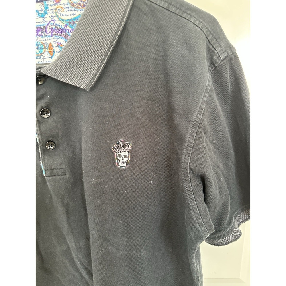 Robert Graham Polo Shirt L Men Black Cotton Made in Peru Collared Shirt - Picture 3 of 6